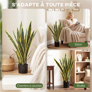 Sansevieria artificielle 77 cm, 21 feuilles, pot noir-4