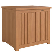 Coffre de Rangement Boîte de Jardin 130L Doublure Amovible pour Coussins et Outils Bois Massif Brun-0