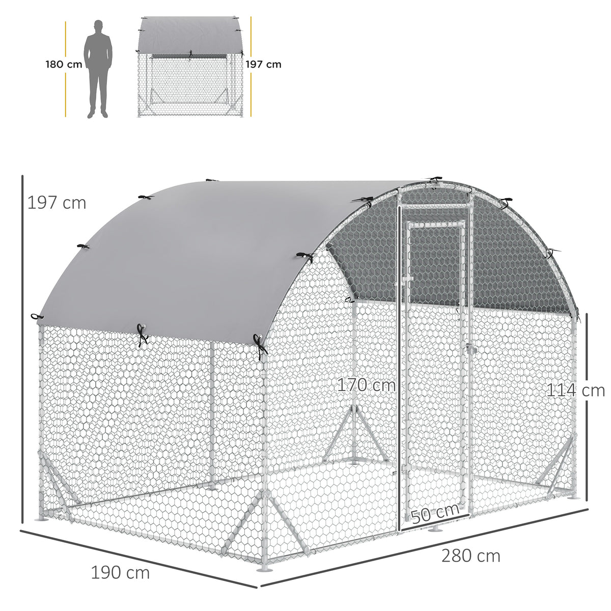 Tunnel poulailler en acier, toit anti-UV 5,32 m²-3