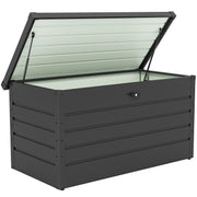 Coffre de rangement exterieur XXL 311L coffre de jardin acier galvanisé verrouillable vérin à gaz 120x62x62cm gris foncé-0