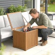 Coffre de Rangement Boîte de Jardin 130L Doublure Amovible pour Coussins et Outils Bois Massif Brun-1