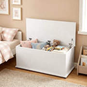 Coffre de rangement, banc de rangement avec couvercle rabattable et charnières de sécurité, banc chaussures, meuble d'entrée, couloir, chambre, salon, 100 x 40 x 40 cm, blanc-8