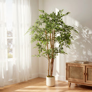 Banian artificiel 150 cm, tronc bois massif, pot inclus-3