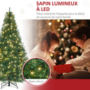 Sapin de Noël Artificiel Lumineux 210H cm LED x 700 Blanc Chaud + Support Pied 2154 Branches Vert-4