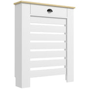 Couvercle de radiateur cache radiateur grille à lattes horizontales avec 2 tiroirs en bois 78l x 19P x 95,5H cm blanc-0