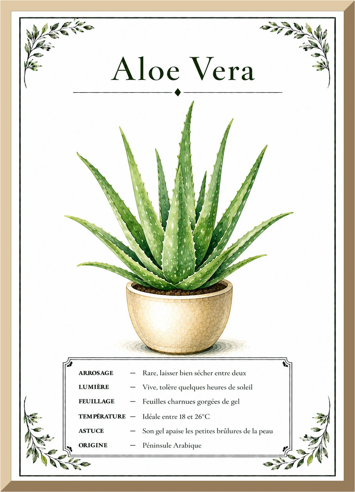 Affiche botanique Aloe Vera – illustration végétale