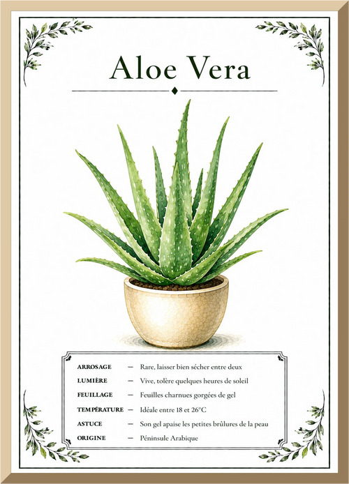 Affiche botanique Aloe Vera – illustration végétale