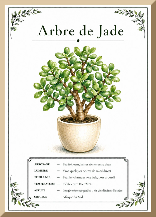 Affiche botanique Arbre de Jade – illustration végétale