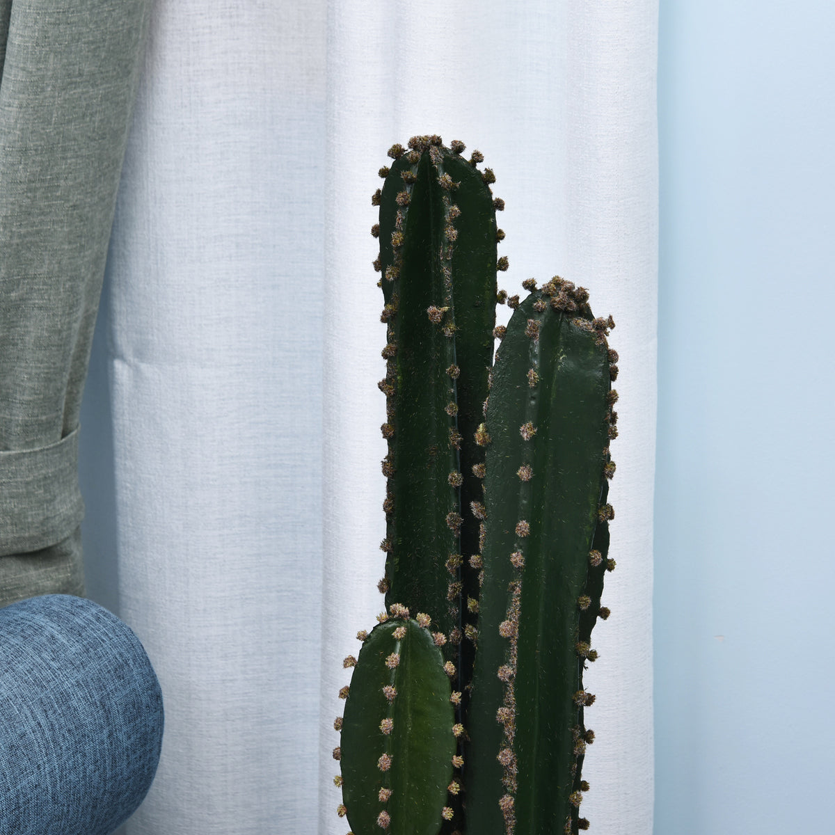 Cactus artificiel grand format 98 cm, coloris vert foncé, épines décoratives, intérieur-3