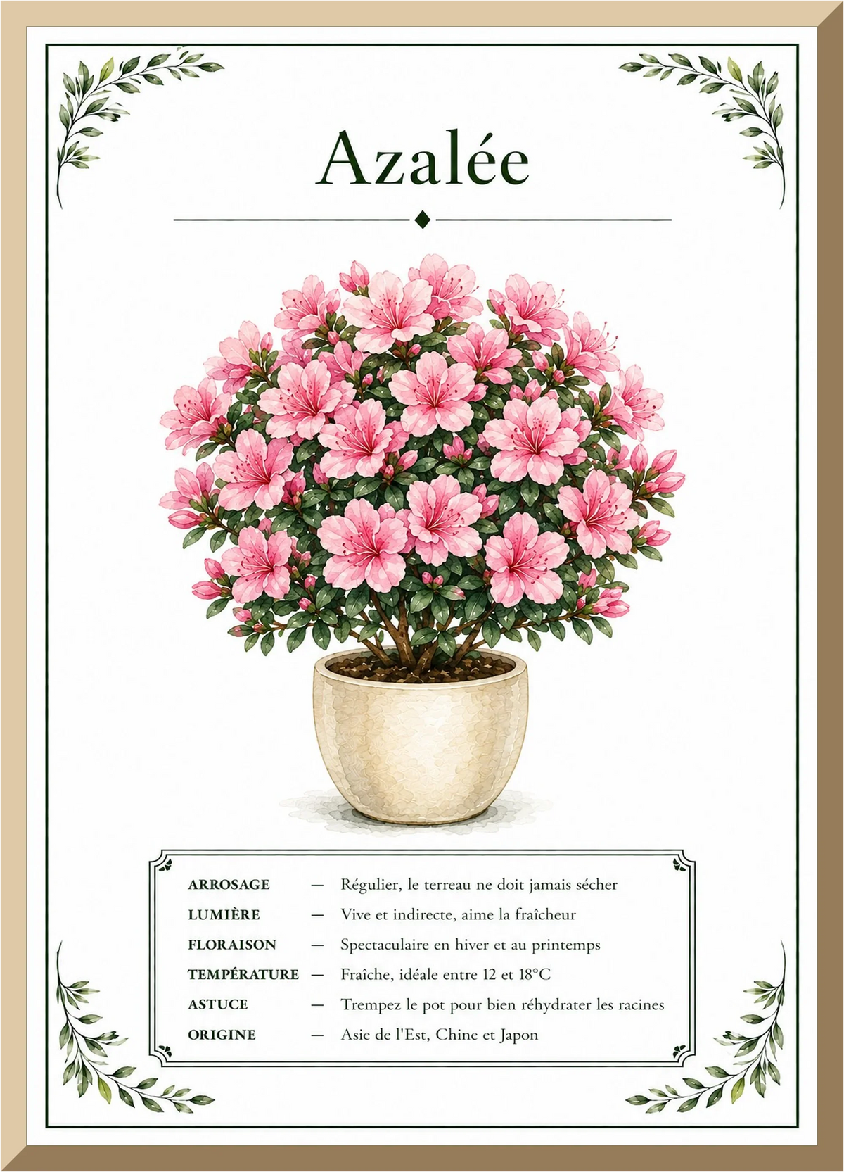Affiche botanique Azalée – illustration florale