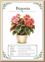 Affiche botanique Bégonia – illustration florale