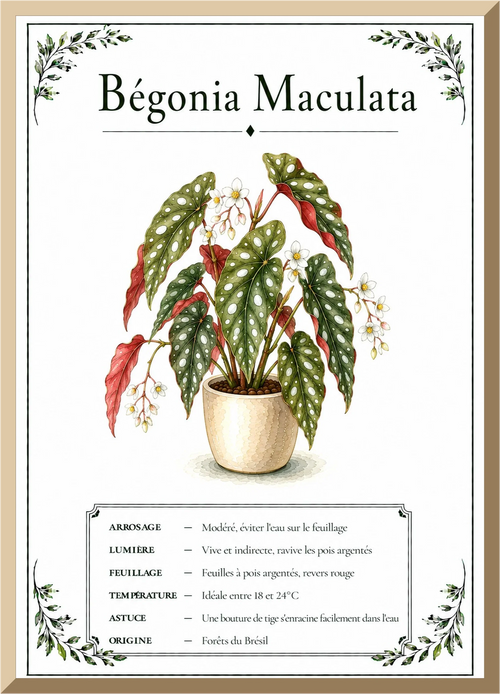 Affiche botanique Bégonia Maculata – illustration végétale