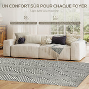 Tapis salon 200 x 140 cm poils courts lavable en machine hypoallergénique pour salon, chambre à coucher, bureau, gris-3