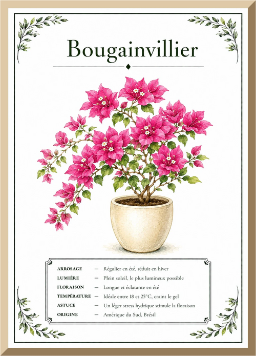 Affiche botanique Bougainvillier – illustration florale
