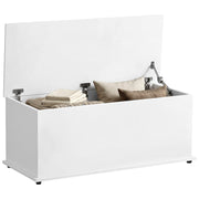 Coffre de rangement, banc de rangement avec couvercle rabattable et charnières de sécurité, banc chaussures, meuble d'entrée, couloir, chambre, salon, 100 x 40 x 40 cm, blanc-0