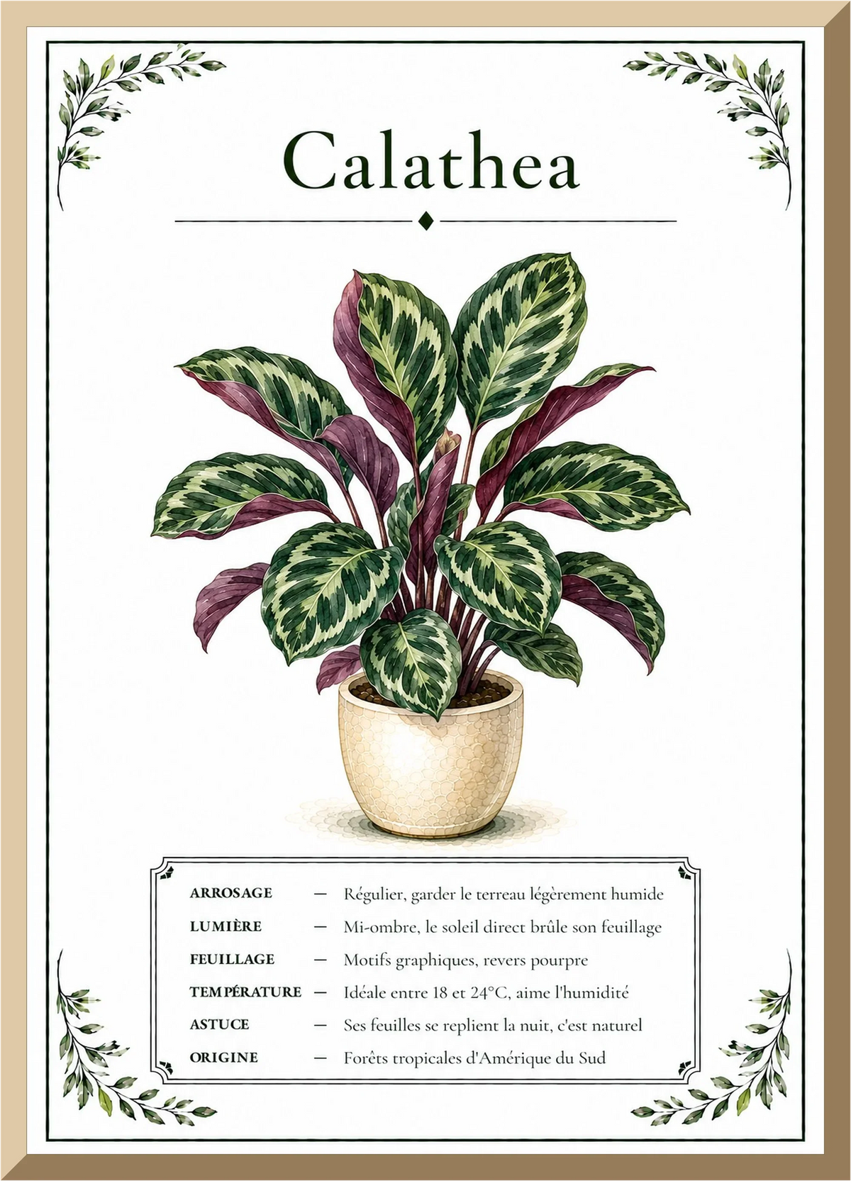 Affiche botanique Calathea – illustration végétale