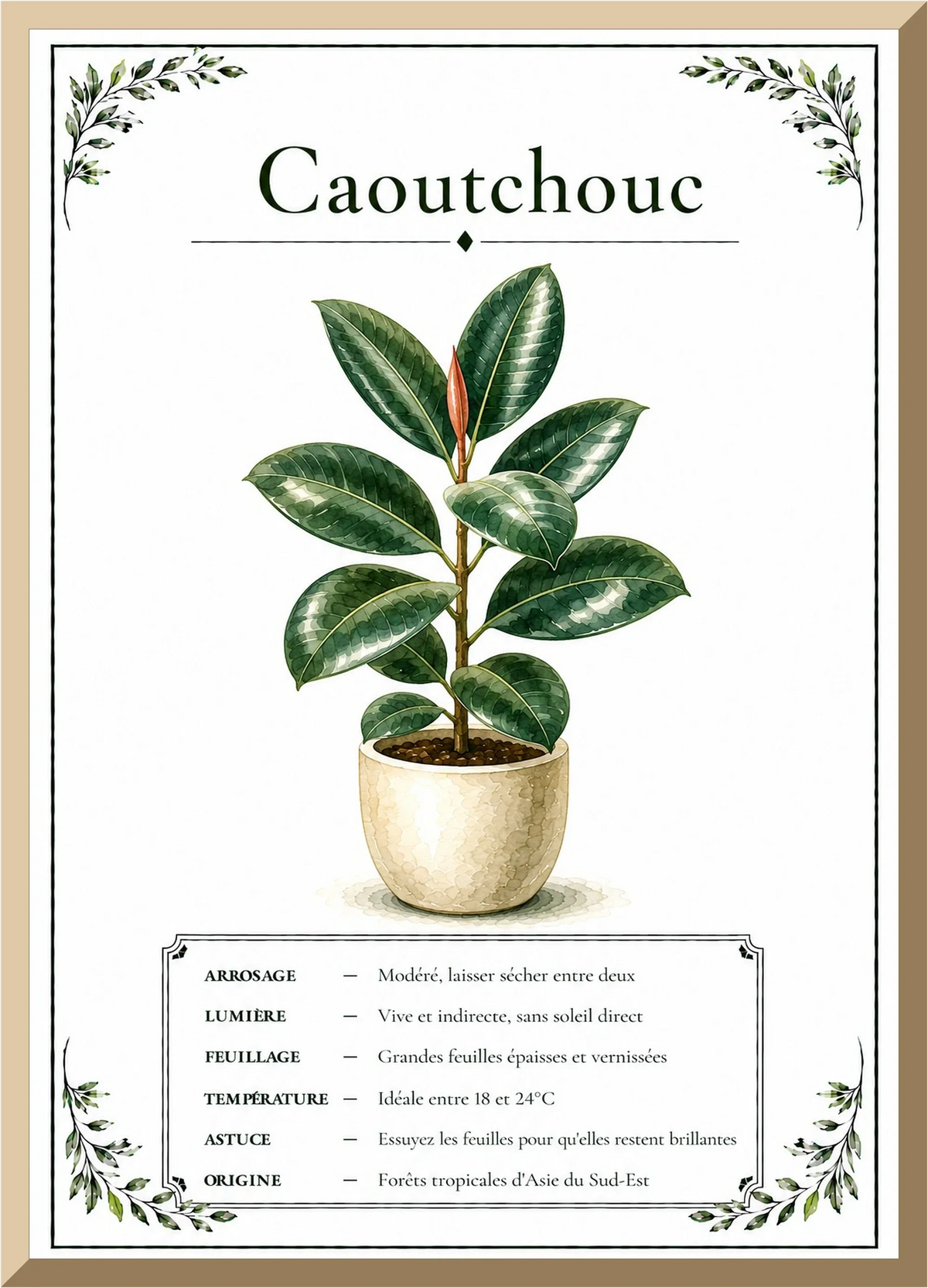 Affiche botanique Caoutchouc – illustration végétale