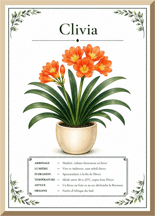 Affiche botanique Clivia – illustration florale