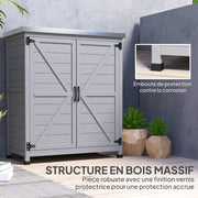 Armoire de jardin en Bois Extérieur, armoire de rangement de Jardin avec Plan de Travail acier galvanisé 79x43x92cm gris-6