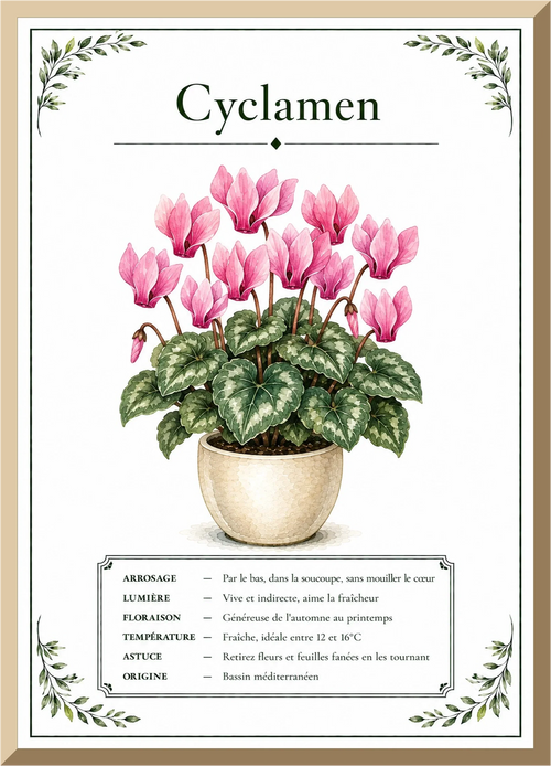 Affiche botanique Cyclamen – illustration florale
