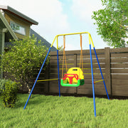 Portique Balançoire Enfants 3-en-1, Balançoire Pliable avec Siège Réglable, Intérieur et Extérieur, Multicolore-1