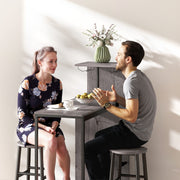 Ensemble table de bar avec tabourets, table à manger debout avec 2 chaises de bar étagères, casiers à vin, bois naturel-8