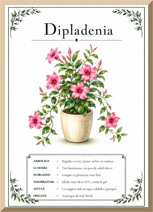 Affiche botanique Dipladenia – illustration florale