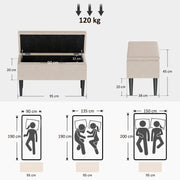 Banc de rangement coffre de rangement pieds en bois de caoutchouc 95 x 38 x 45 cm beige-2