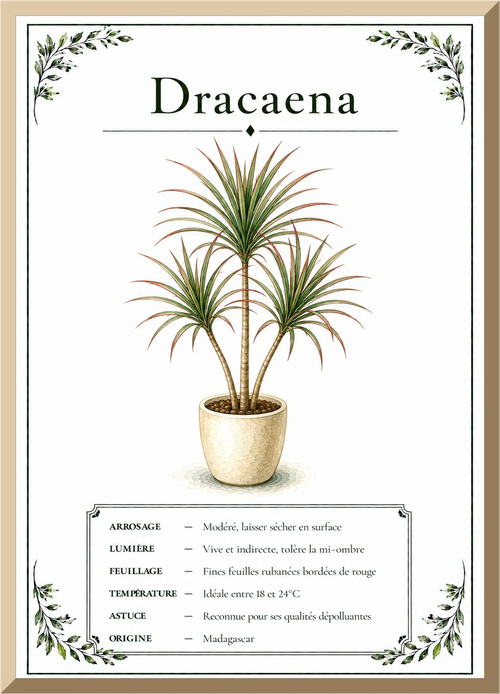 Affiche botanique Dracaena – illustration végétale