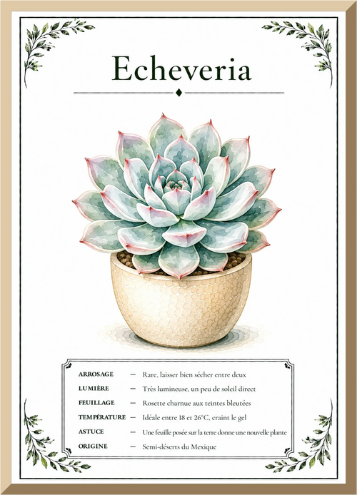 Affiche botanique Echeveria – illustration végétale