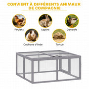 Clapier Lapin Extérieur Enclos Lapin Pliable en Bois Toit Ouvrant et Poignée pour Poule Canard 110x105x50cm Gris-7