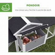Poulailler chalet en bois massif, 204 x 85 x 93 cm, gris-1