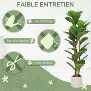 Ficus artificiel figuier lyre 120 cm, tronc en bois massif, pot inclus, intérieur-2