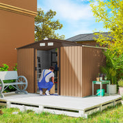 Abri de Jardin 4,9 m² cabane de jardin armoire de jardin Porte coulissante ventilations tôle Acier Jaune-1