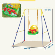 Portique Balançoire Enfants 3-en-1, Balançoire Pliable avec Siège Réglable, Intérieur et Extérieur, Multicolore-2
