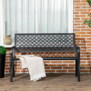 Banc de jardin banc extérieur jardin en acier avec dossier à motif floral pour 2 personnes 127 x 63 x 83 cm noir-5