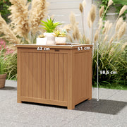 Coffre de Rangement Boîte de Jardin 130L Doublure Amovible pour Coussins et Outils Bois Massif Brun-2