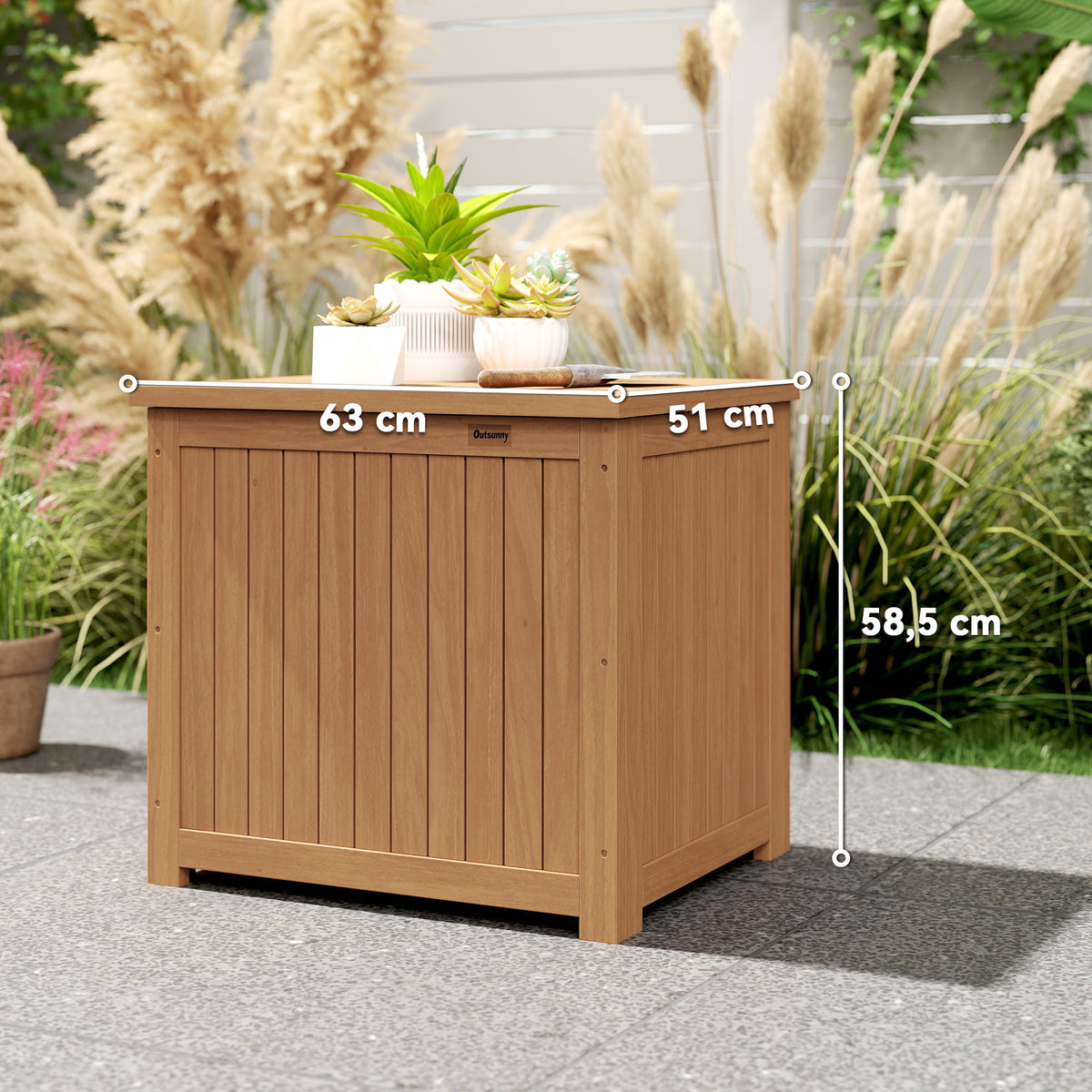 Coffre de Rangement Boîte de Jardin 130L Doublure Amovible pour Coussins et Outils Bois Massif Brun-2