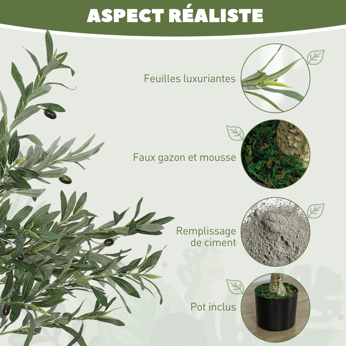 Olivier artificiel 120 cm plante artificielle intérieur, fausse plante décoration pour maison, bureau, salon, chambre-3