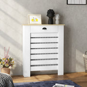 Couvercle de radiateur cache radiateur grille à lattes horizontales avec 2 tiroirs en bois 78l x 19P x 95,5H cm blanc-8