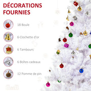Sapin Arbre de Noël Artificiel Blanc 150 cm 680 Branches avec Nombreux Accessoires variés-3