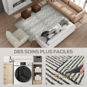 Tapis salon 200 x 140 cm poils courts lavable en machine hypoallergénique pour salon, chambre à coucher, bureau, gris-5