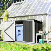 Cache Poubelle Double Abri de Jardin 2 Poubelles de 240L Couvercle Lié par Chaînes Vérins à Gaz 179,5x108x129,5cm Gris-7