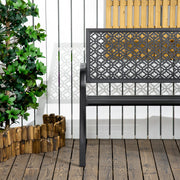 Banc de jardin banc extérieur jardin en acier avec dossier à motif floral pour 2 personnes 127 x 63 x 83 cm noir-6