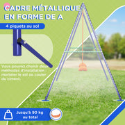 Balançoire portique balançoire pour enfants avec 2 siège de balançoire structure en métal charge max. 90 kg multicolore-4