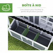 Poulailler XL en bois, nichoir 3 compartiments, 100 x 86 x 100 cm-6
