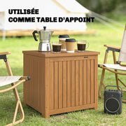 Coffre de Rangement Boîte de Jardin 130L Doublure Amovible pour Coussins et Outils Bois Massif Brun-7