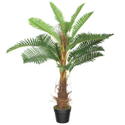 Palmier Artificiel palmier 100 cm avec 21 Feuilles en PEVA, Plante Décorative avec Pot en Plastique, Vert-0
