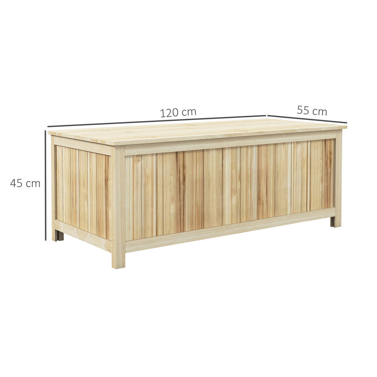 Coffre de rangement jardin en bois 172L avec vérins, pour l'extérieur - 120L x 55l x 45H cm-2