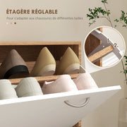 Meuble d'entrée vestiaire avec panneau porte-manteau, miroir et banc à chaussures - 6 crochets et étagère réglable-5